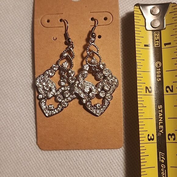 Elegant Silver Toned Crystal Earrings - Picture 4 of 4